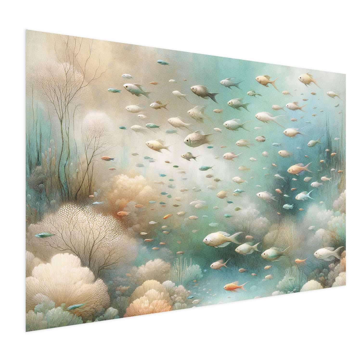 Plakat Havets skønhed - vægplakat med fisk og havmotiv - 30 x 21 cm - Uden ramme