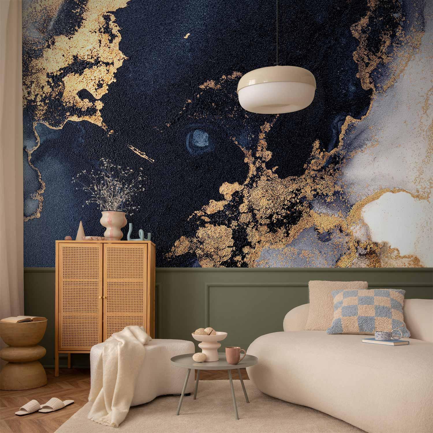 Fototapet med marmor og granat - abstrakt tekstureret stjernehimmel - 392 x 280 cm - Selvklæbende