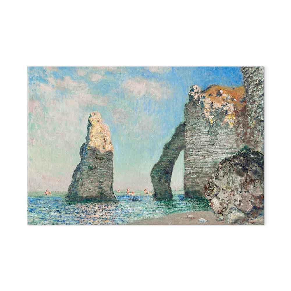 Claude Monet billede på lærred - Klipperne ved Étretat - 120 x 80 cm - Akustisk billede