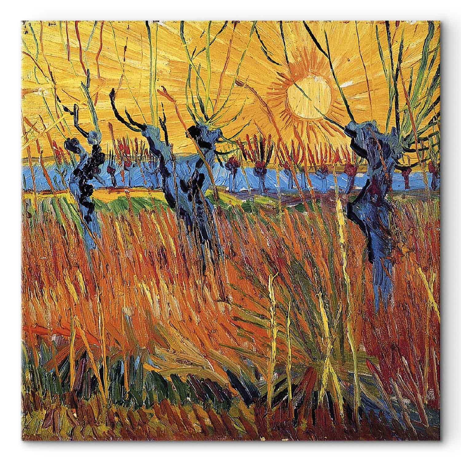 Vincent van Gogh billede på lærred - Piletræer ved solnedgang - 60 x 60 cm - Akustisk