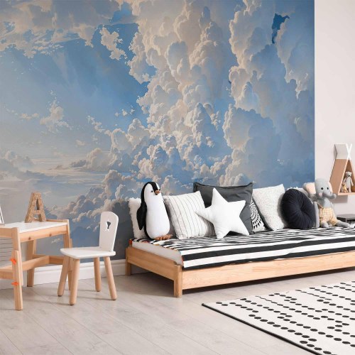 Fototapet med himmel og skyer - Sollys gennem skyerne