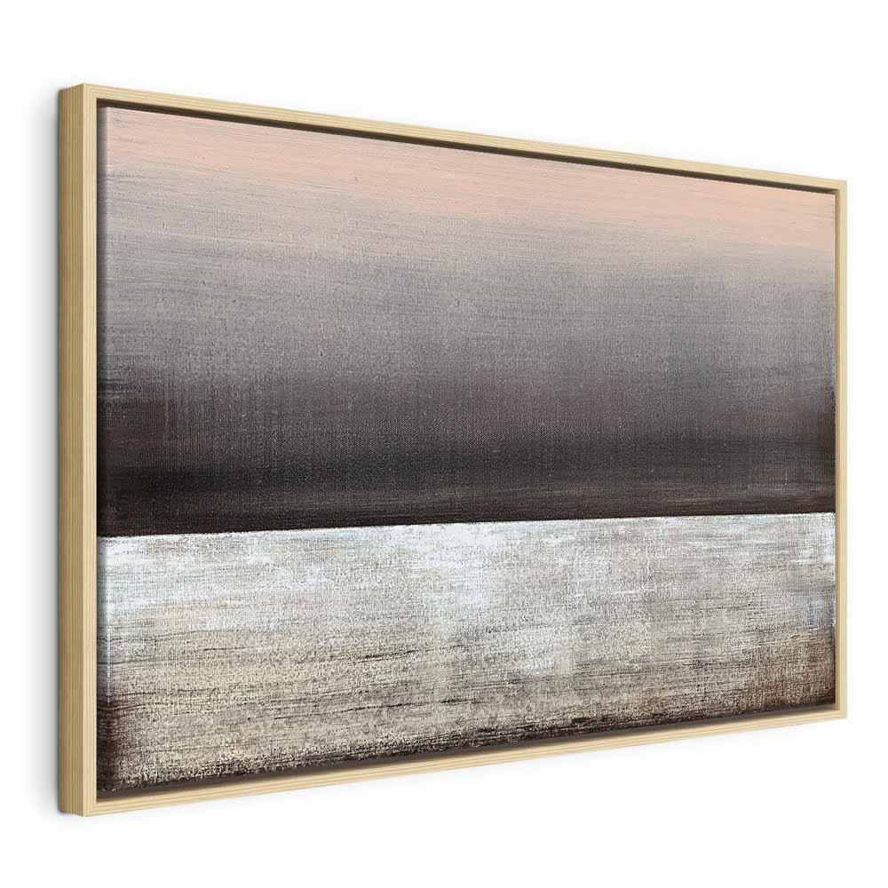 Lærredsbillede Pink Dawn - abstrakt billede i bredt format, 1 del til vægdekoration - 120 x 80 cm - I en naturlig træramme