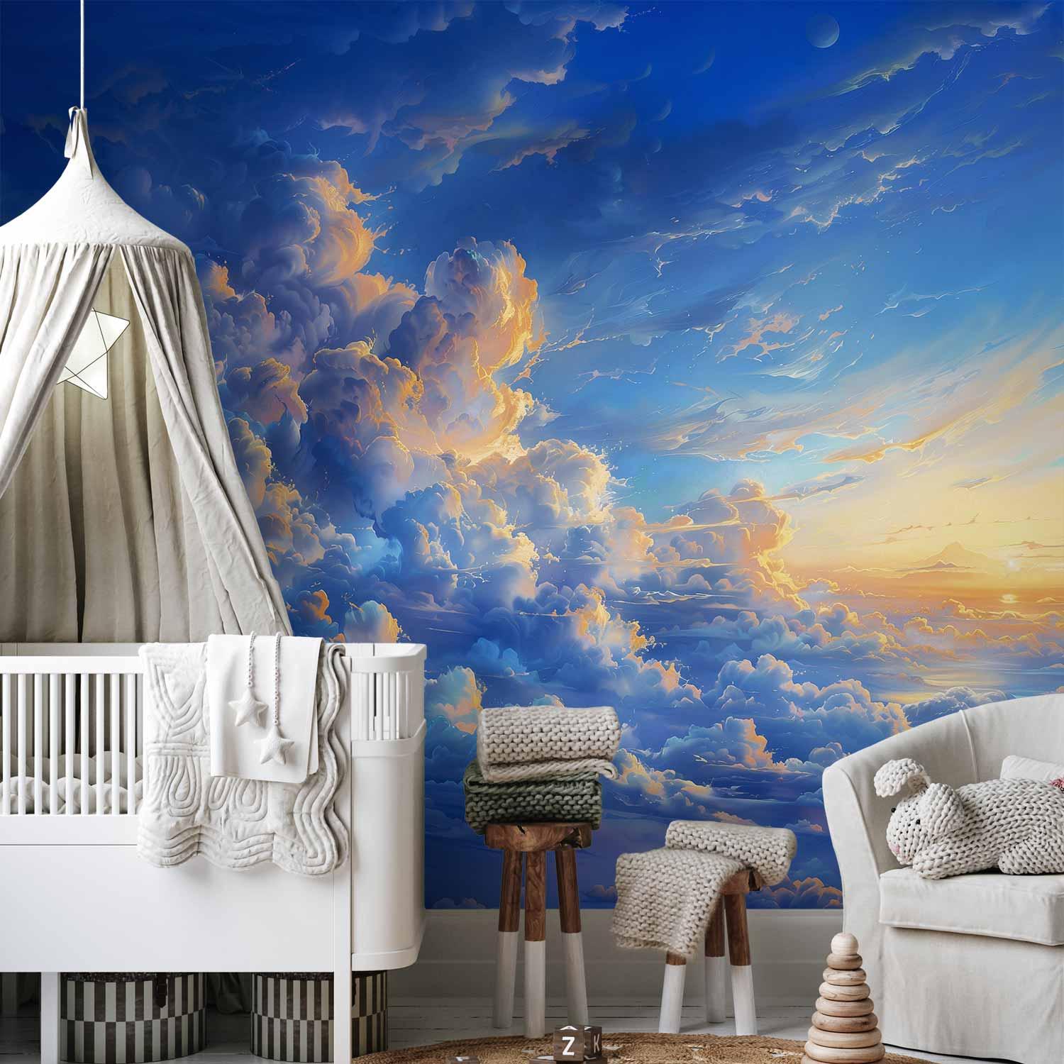 Fototapet - Når himlen bliver et lærred: naturens kunstneriske skabelse i skyerne - 400 x 280 cm - Vandtæt