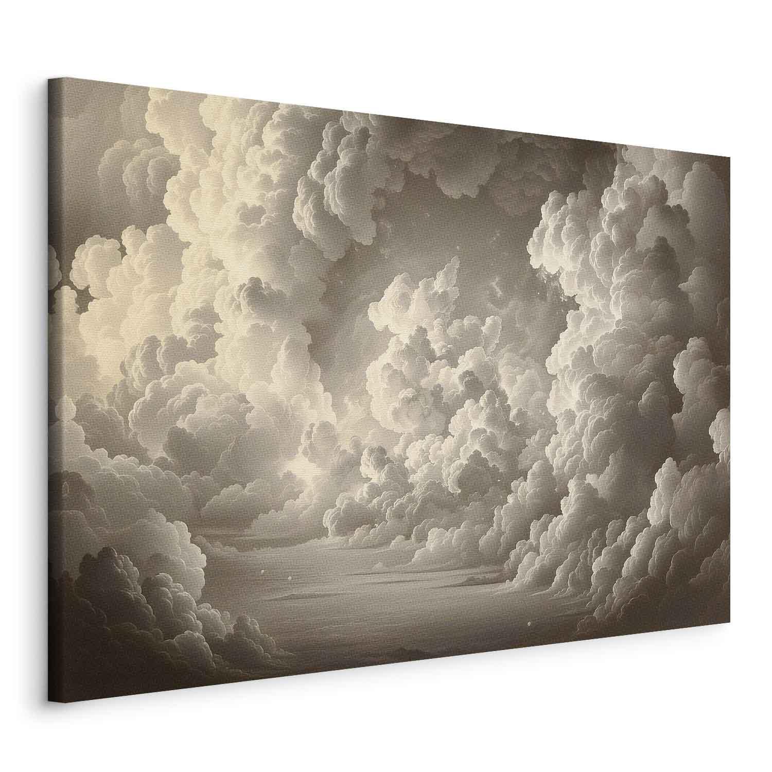 Lærredsbillede med skyer - Hvisken af oplyste skyer, 120 x 80 cm