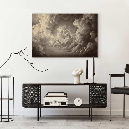 Lærredsbillede med skyer - Hvisken af oplyste skyer, 120 x 80 cm