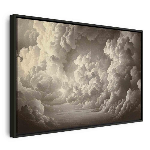 Lærredsbillede med skyer - Hvisken af oplyste skyer, 120 x 80 cm