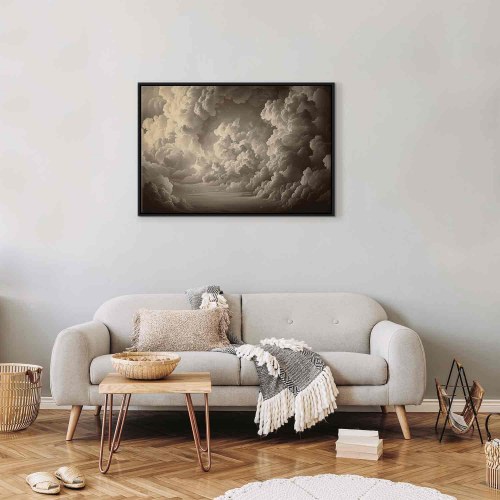 Lærredsbillede med skyer - Hvisken af oplyste skyer, 120 x 80 cm