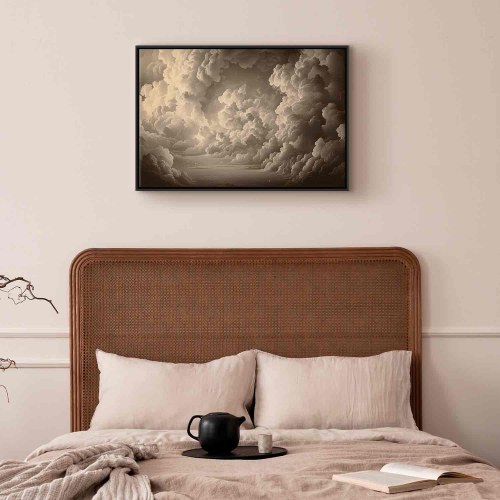 Lærredsbillede med skyer - Hvisken af oplyste skyer, 120 x 80 cm