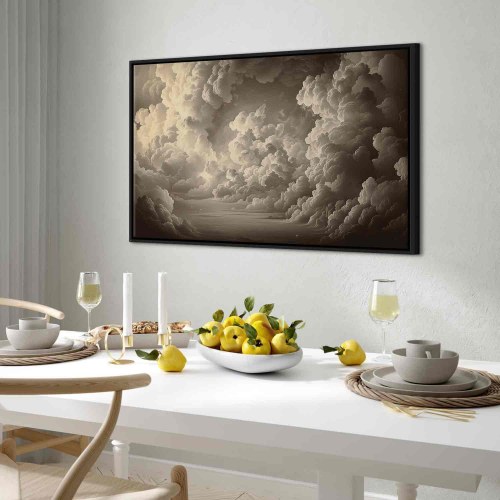 Lærredsbillede med skyer - Hvisken af oplyste skyer, 120 x 80 cm