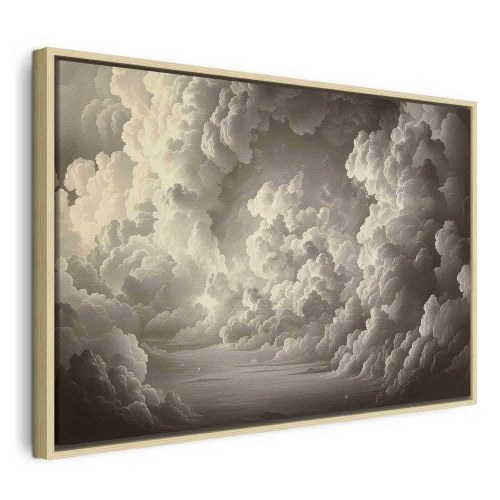 Lærredsbillede med skyer - Hvisken af oplyste skyer, 120 x 80 cm