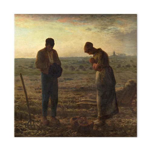 Jean-François Millet Angelus billede på lærred 40 x 40 cm