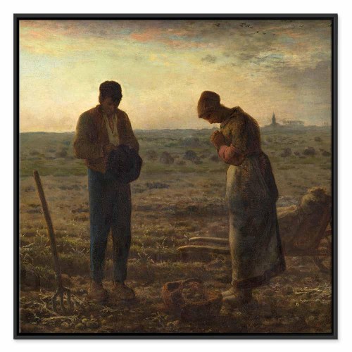 Jean-François Millet Angelus billede på lærred 40 x 40 cm