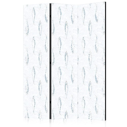 Skærmvæg med delikate blå fisk - 3-panels rumdeler 135 x 172 cm