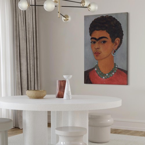 Frida Kahlo Selvportræt med krøllet hår - billede på lærred