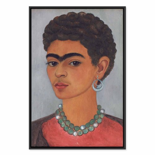 Frida Kahlo Selvportræt med krøllet hår - billede på lærred