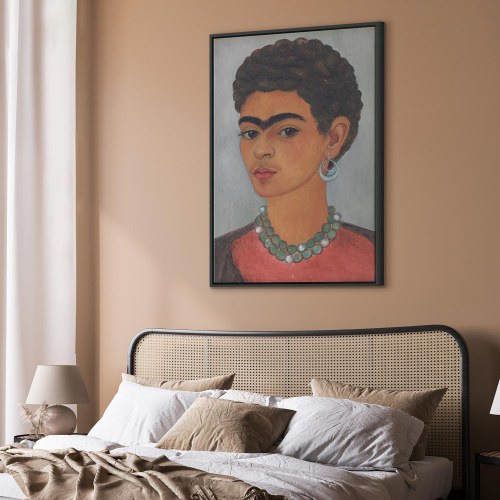 Frida Kahlo Selvportræt med krøllet hår - billede på lærred