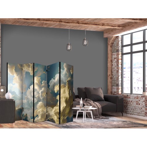 5-panels skærmvæg med skymotiv - Sol og skygger højt over jorden