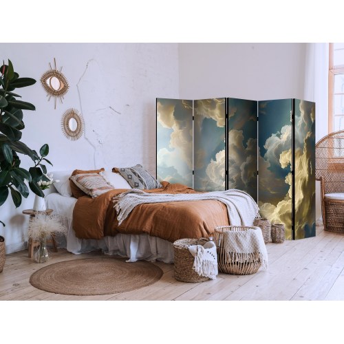 5-panels skærmvæg med skymotiv - Sol og skygger højt over jorden