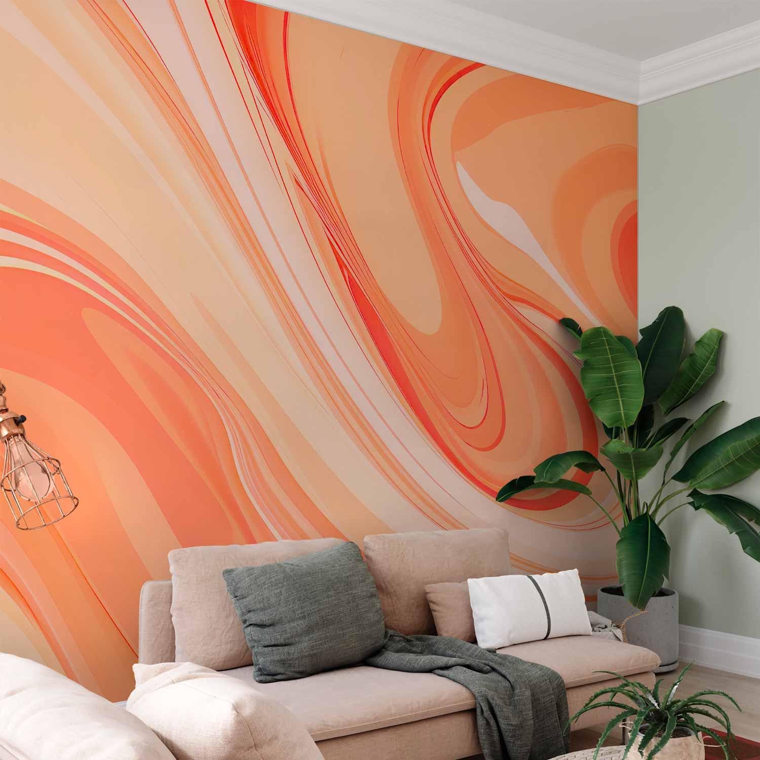 Fototapet Peach abstraktion i orange nuancer