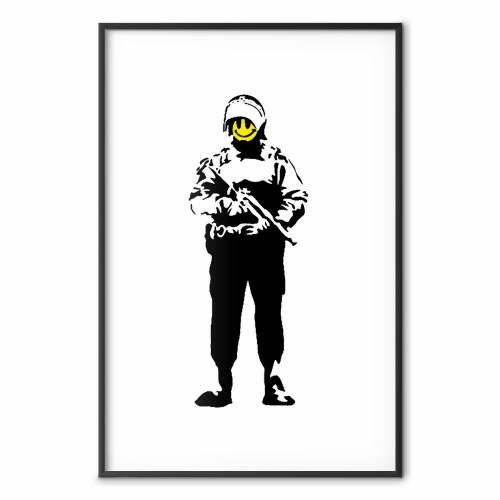 Gadekunst plakat - Smilende politibetjent