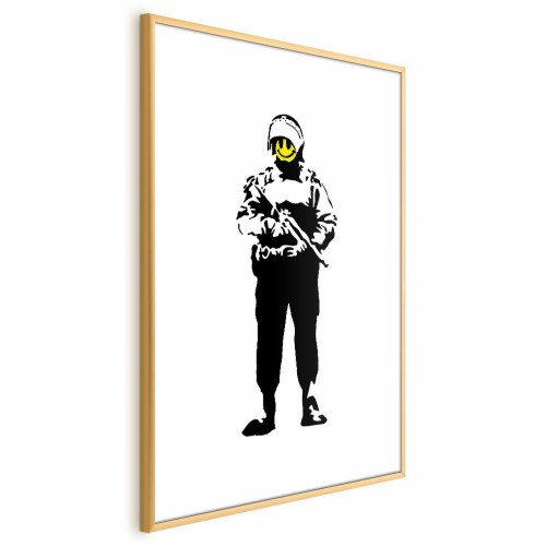 Gadekunst plakat - Smilende politibetjent