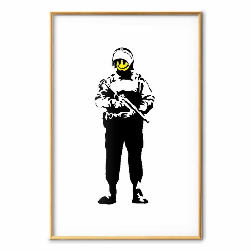 Gadekunst plakat - Smilende politibetjent