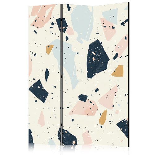 Skærmvæg med terrazzo i afdæmpede farver - 3-panel rumdeler 135 x 172 cm