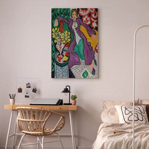 Henri Matisse billede på lærred - Kvinde i en lilla frakke