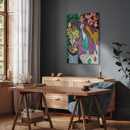 Henri Matisse billede på lærred - Kvinde i en lilla frakke
