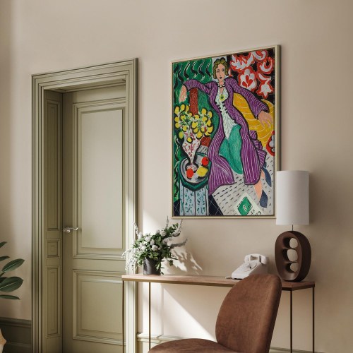 Henri Matisse billede på lærred - Kvinde i en lilla frakke