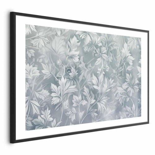 Plakat med slidt blomstermønster i dæmpet turkis