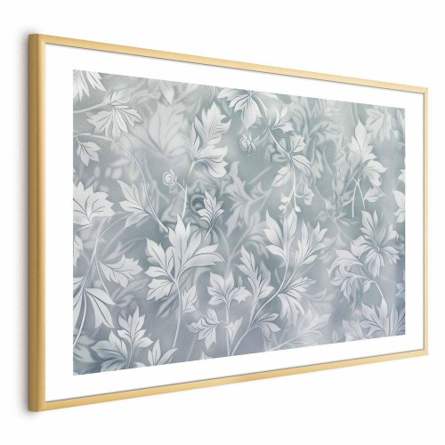 Plakat med slidt blomstermønster i dæmpet turkis