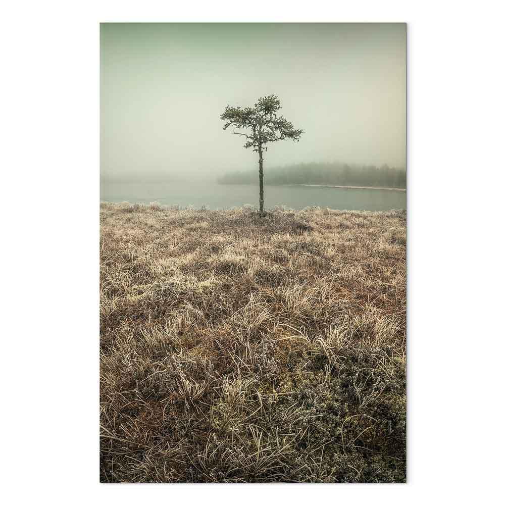 Lærredsbillede Ved Søbredden Vertikalt - landskabsbillede - 40 x 60 cm - Akustisk
