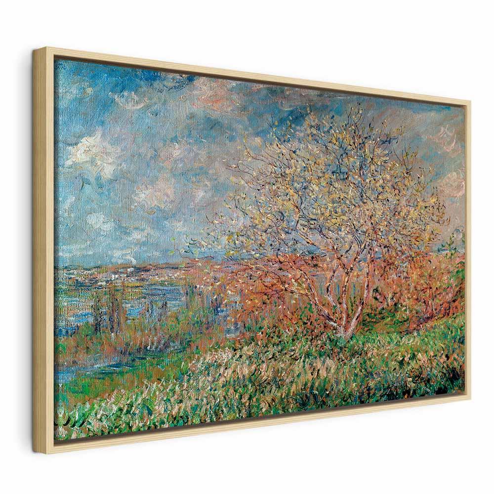 Claude Monet - Forår billede på lærred, reproduktion og vægdekoration i flere størrelser og varianter - 120 x 80 cm - I en naturlig træramme