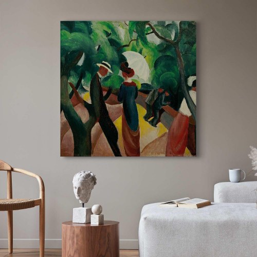 August Macke Promenade billede på lærred 40 x 40 cm, 60 x 60 cm, 80 x 80 cm