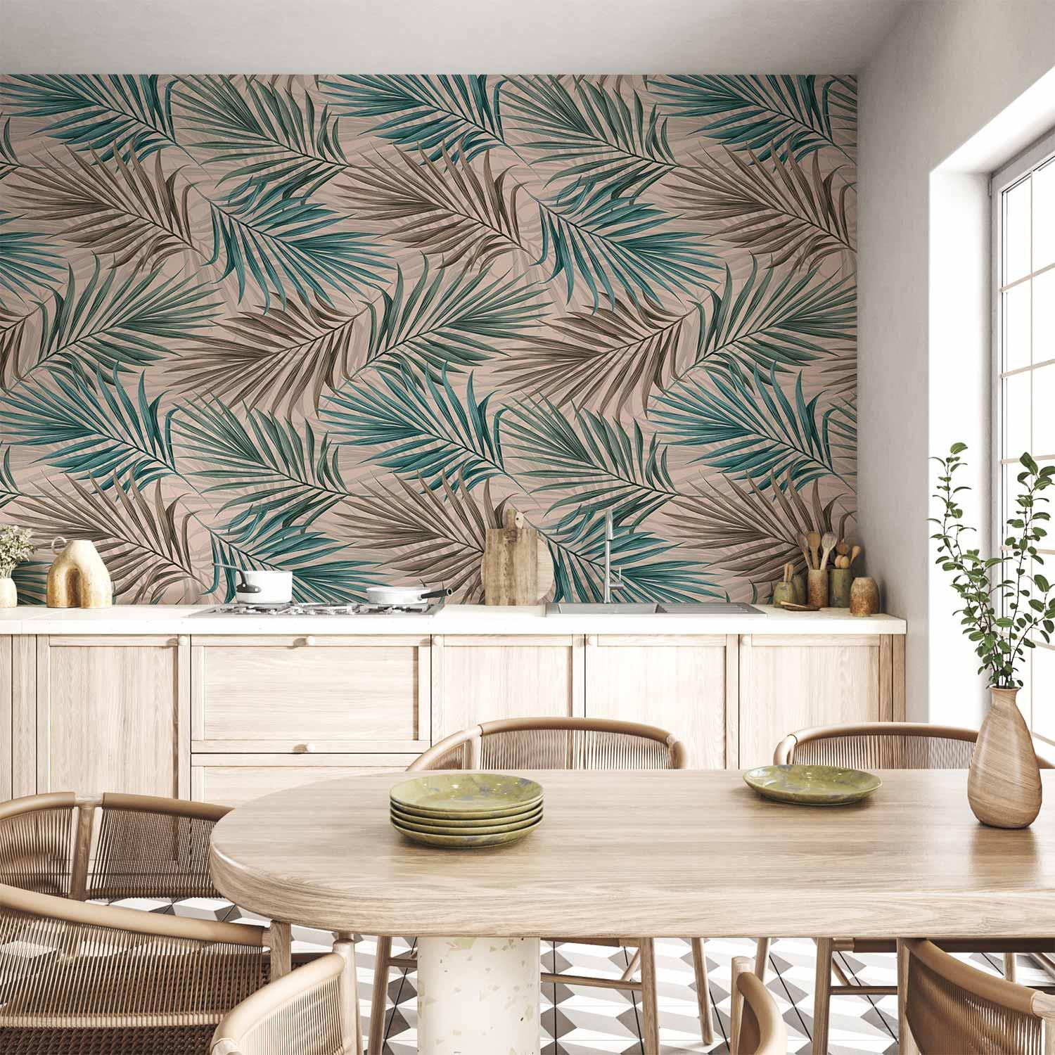 Fototapet med blade - Leaf Chasing, anden variant - 300 x 210 cm - Vandtæt