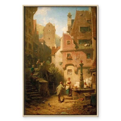 Carl Spitzweg billede på lærred - Well-Wisher Presenting Flowers