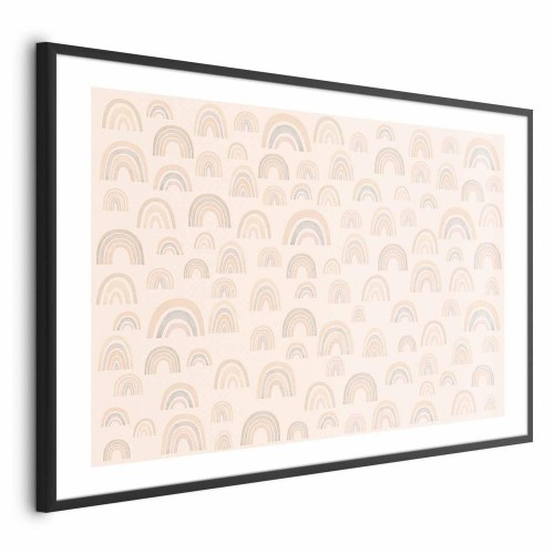 Plakat med pastelfarvede regnbuer til børneværelset
