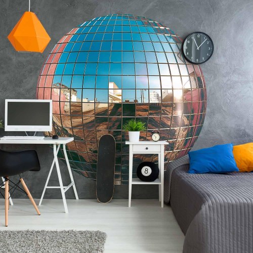 Rundt fototapet - Platinum discokugle 3D