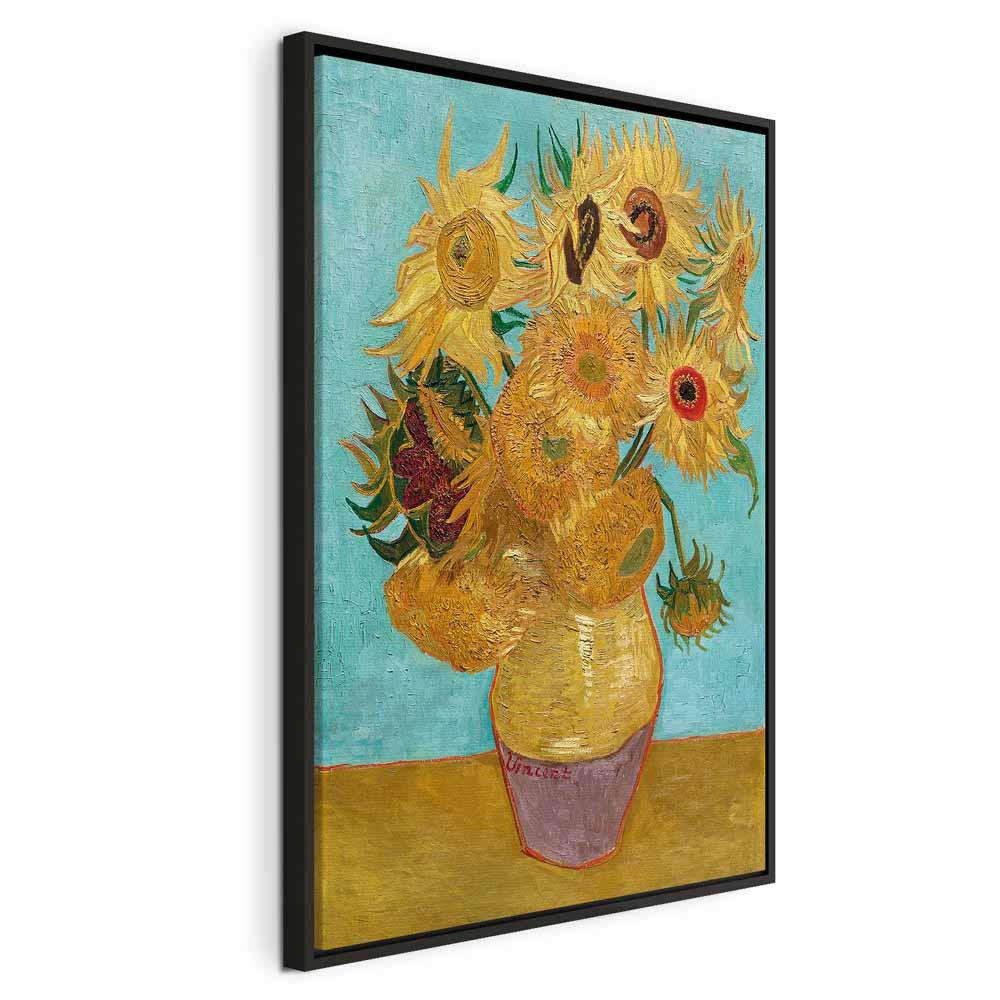 Vincent van Gogh Solsikker II billede på lærred - 60 x 90 cm - I en sort træramme