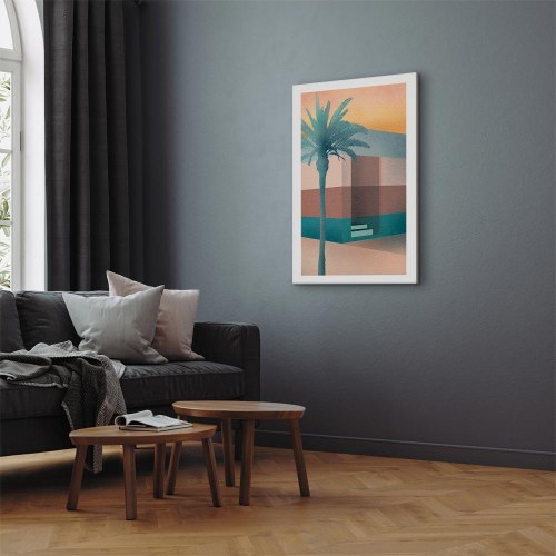 Lærredsbillede Pastel Alley lodret - landskab med palme