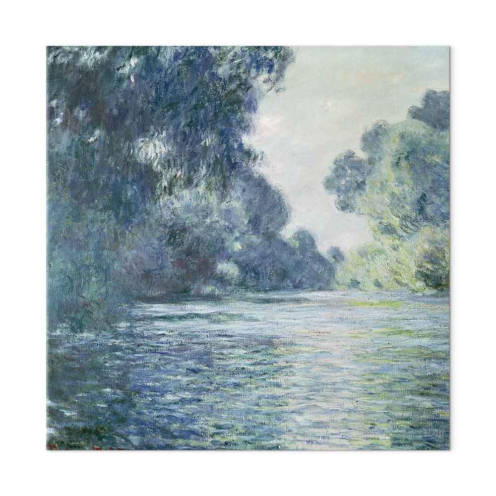 Lærredsbillede Claude Monet - En strækning af Seinen nær Giverny reproduktion - 40 x 40 cm - Akustisk