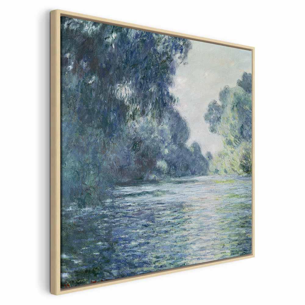 Lærredsbillede Claude Monet - En strækning af Seinen nær Giverny reproduktion - 80 x 80 cm - I en naturlig træramme