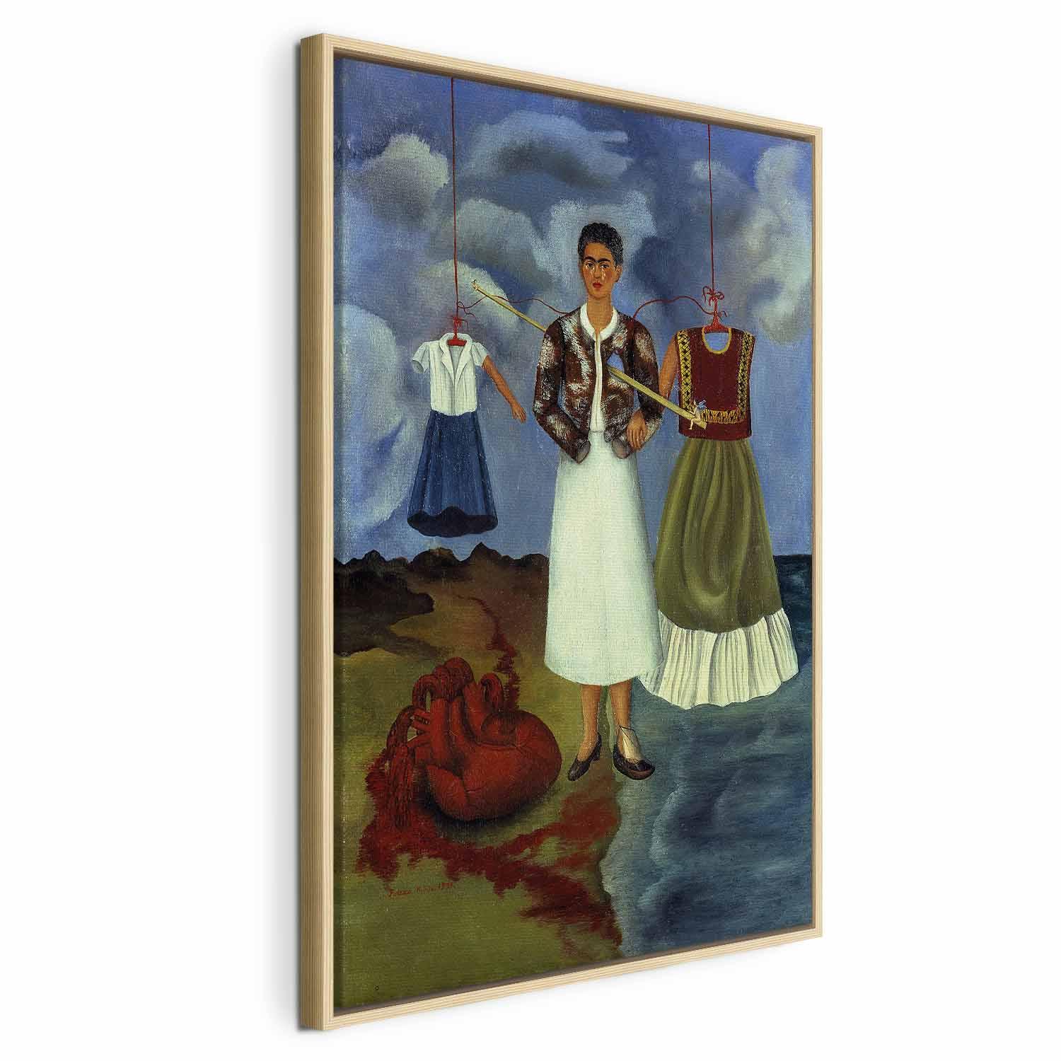 Frida Kahlo billede på lærred - Erindring Hjertet - 60 x 90 cm - I en naturlig træramme billede