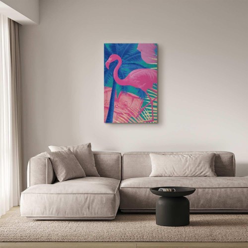Lærredsbillede Pink Flamingo abstrakt vægdekoration