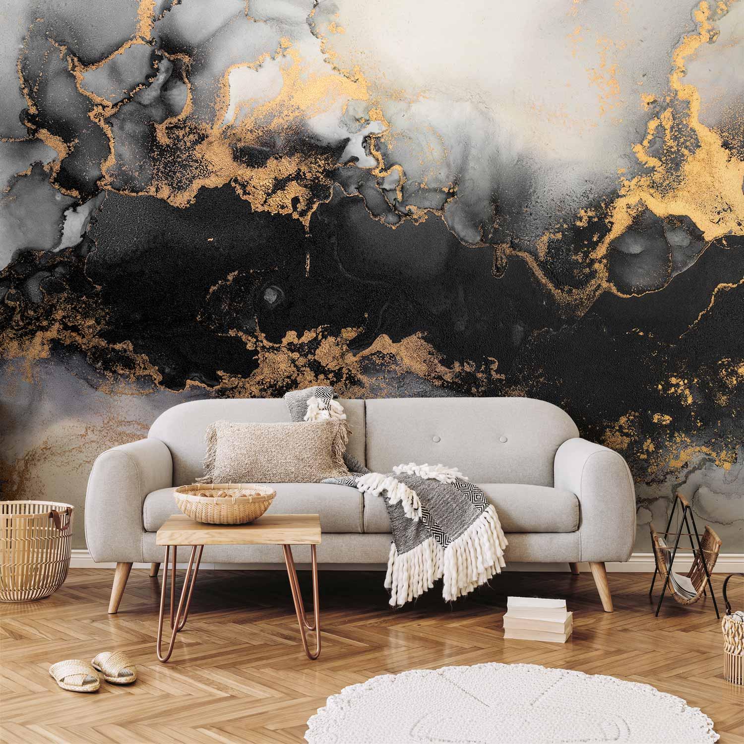 Fototapet Gold Explosions - abstrakt marmormønster