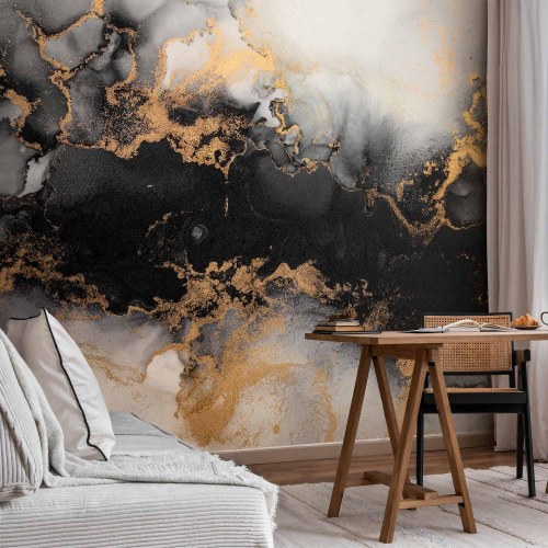 Fototapet Gold Explosions - abstrakt marmormønster