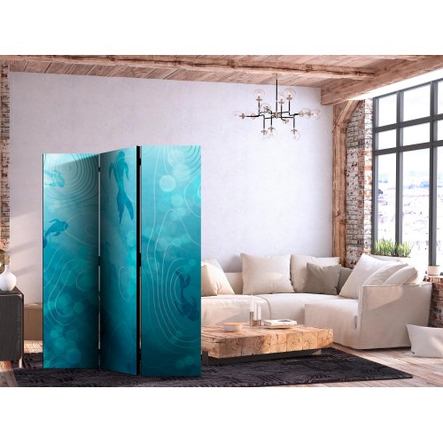 3-panels skærmvæg med koi-fisk under vandoverfladen 135 x 172 cm
