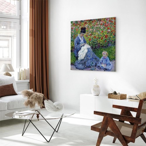 Claude Monet - Madame Monet og hendes søn lærredsbillede