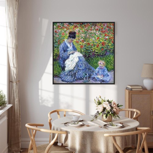 Claude Monet - Madame Monet og hendes søn lærredsbillede